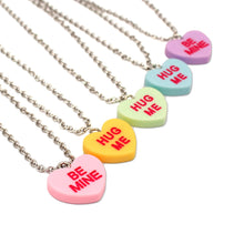Load image into Gallery viewer, Conversation Candy Heart Necklace with Bow
