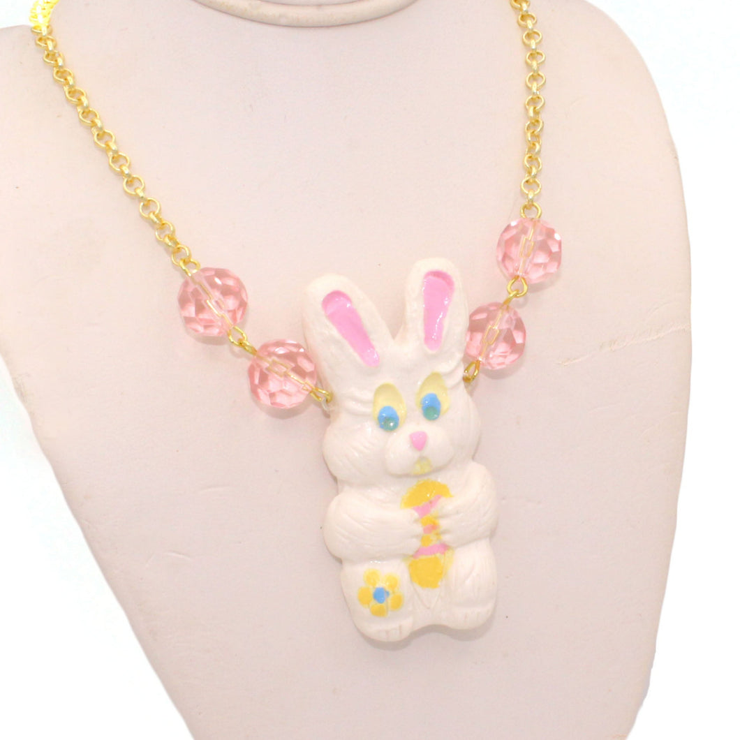 Chocolate Bunny Necklace - White or Milk chocolate - Silver Or Gold