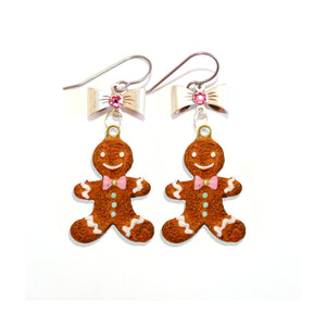 Gingerbread Man Cookie Earrings - Silver or Gold - Limited Edition Holiday Collection
