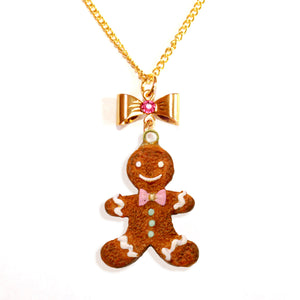 Gingerbread Man Cookie Necklace - Silver or Gold - Limited Edition Holiday Collection