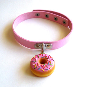 Pink or Chocolate Donut Choker Necklace