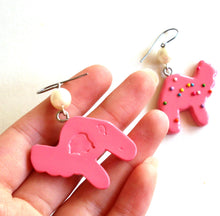 Load image into Gallery viewer, Frosted Circus Animal Cookie Earrings with Pearls
