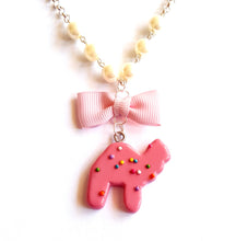 Load image into Gallery viewer, Frosted Circus Animal Cookie Bow &amp; Pearl Necklace
