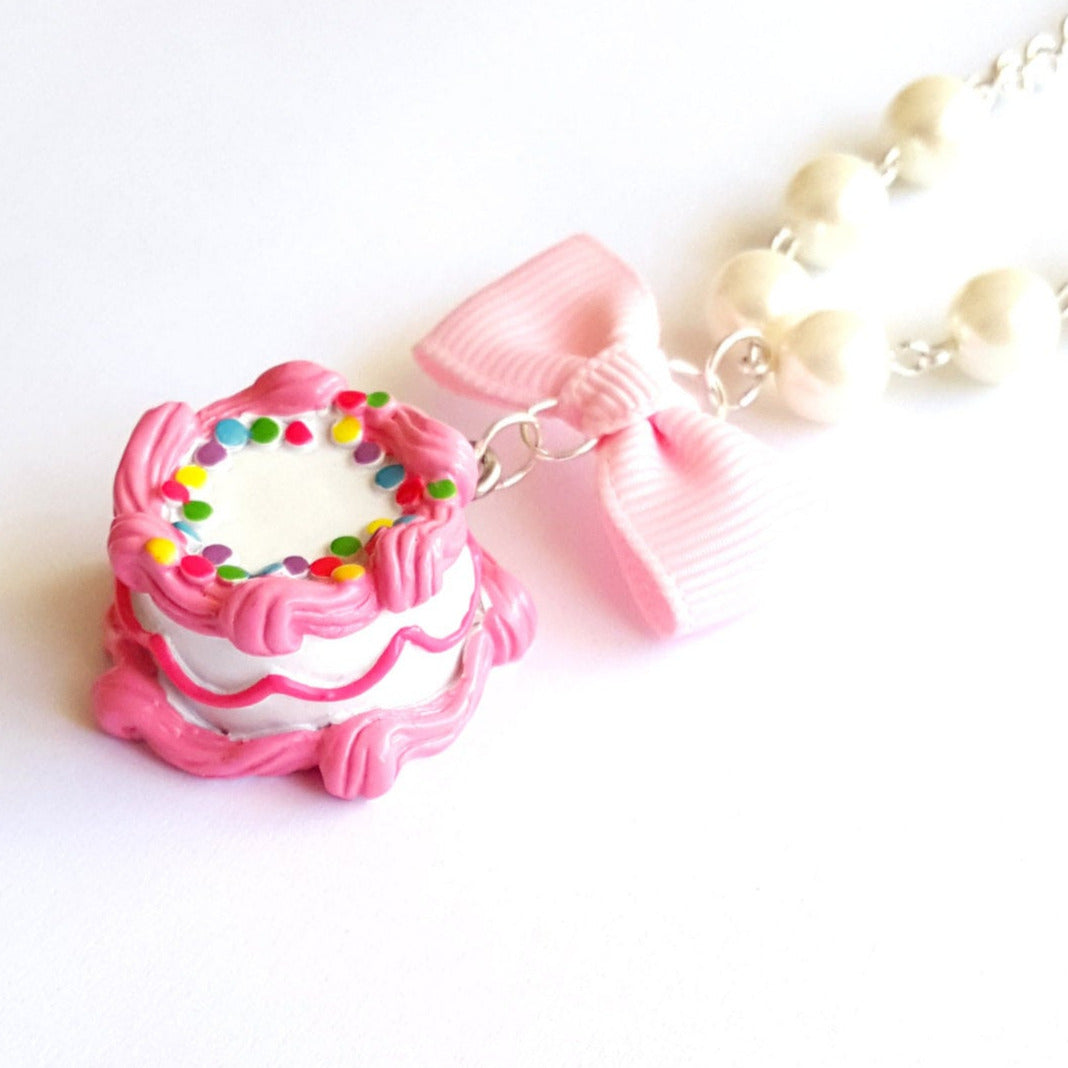 Classic Pink Birthday Cake Necklace