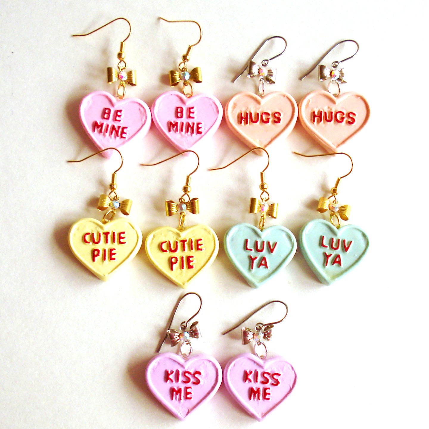 Conversation heart earring stud - Valentines day gift