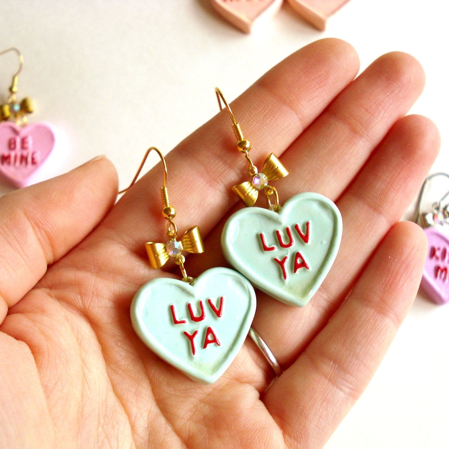 Valentines Conversation Heart Earrings – Lemon Cake