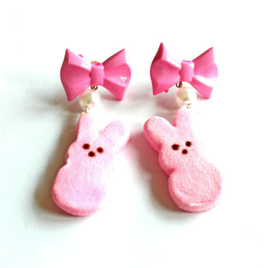 Marshmallow Bunny Earrings - Fatally Feminine Designs