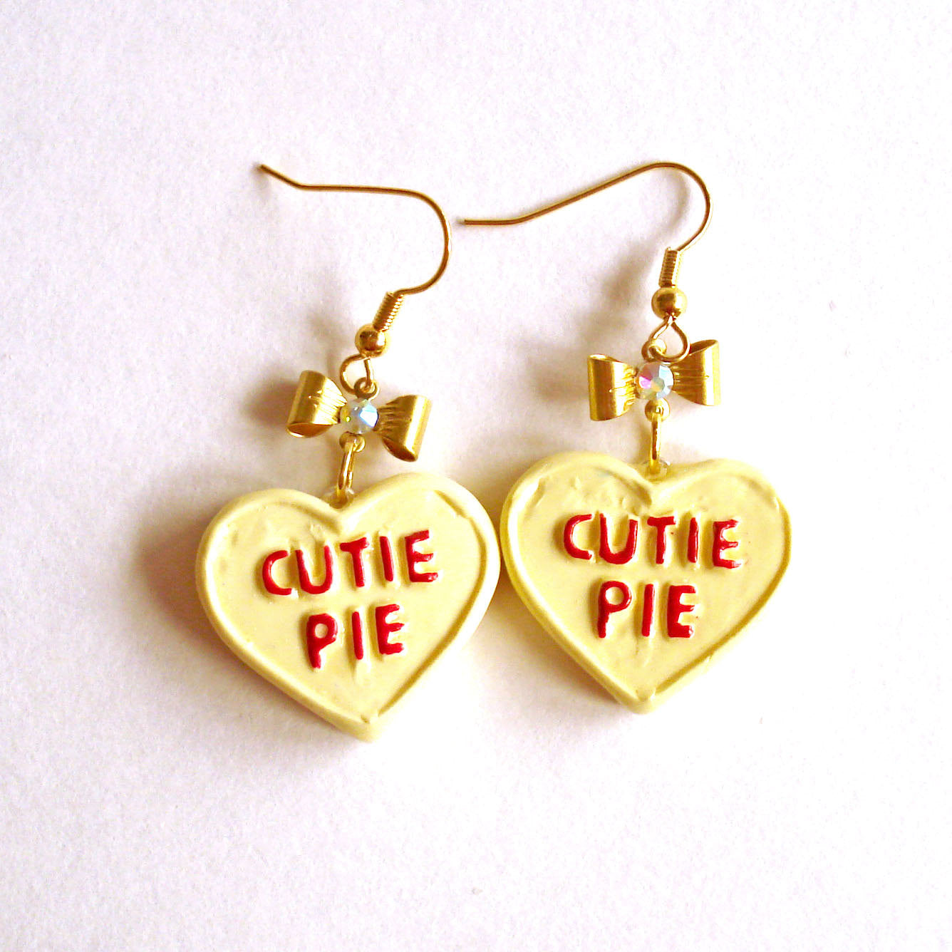 Valentine's Day Conversation Heart Earrings Sterling Silver Yellow & Orange