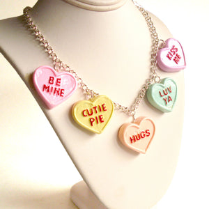 Conversation Heart Charm Necklace Valentines Day