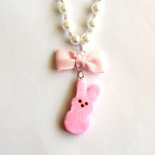 Load image into Gallery viewer, Marshmallow Bunny Bow &amp; Pearl Necklace

