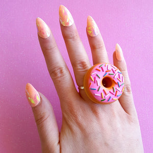 Large Two-finger Donut Ring, Pink or Chocolate