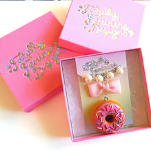Load image into Gallery viewer, Bow and Pearl Pink Animal Cookie Earrings
