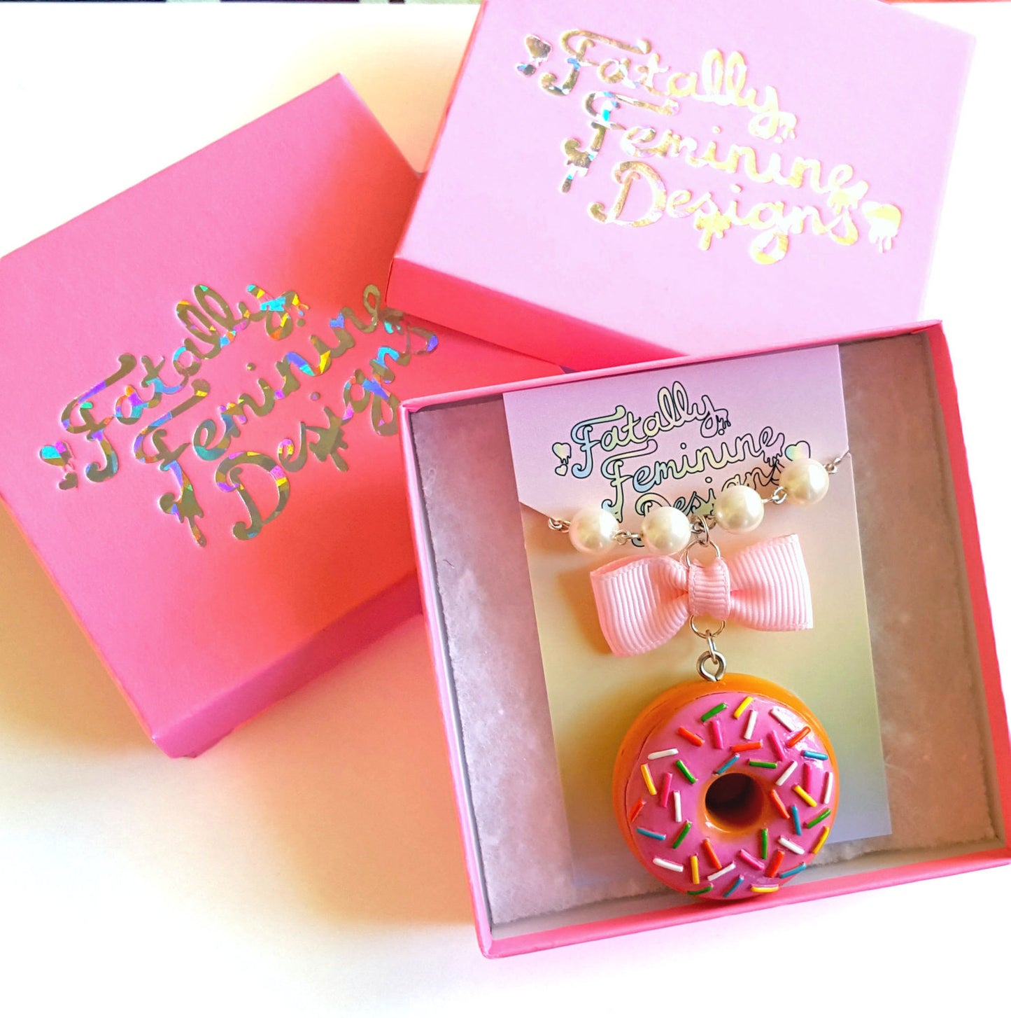Bow and Pearl Hot Pink Birthday Cake Earrings