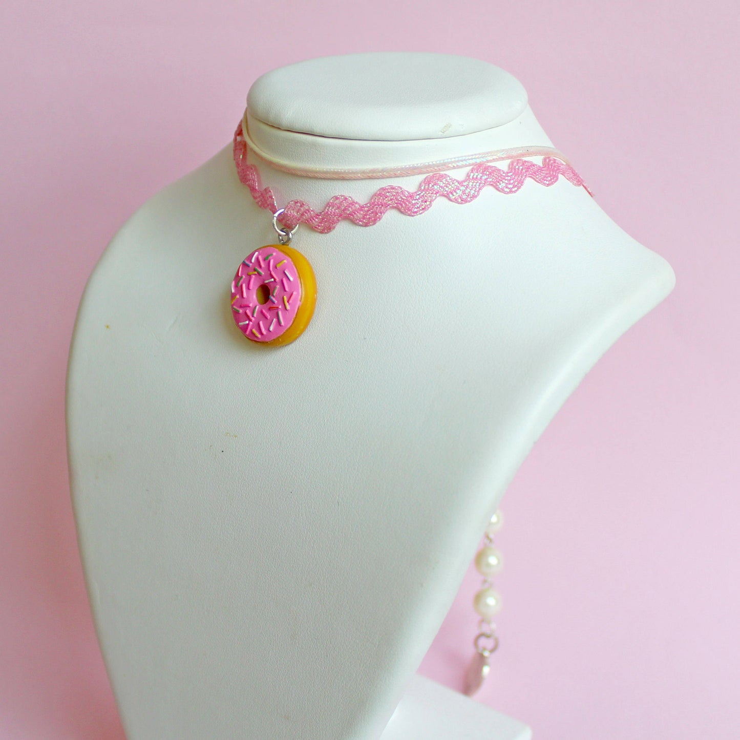 Pink Donut Layered Choker Necklace
