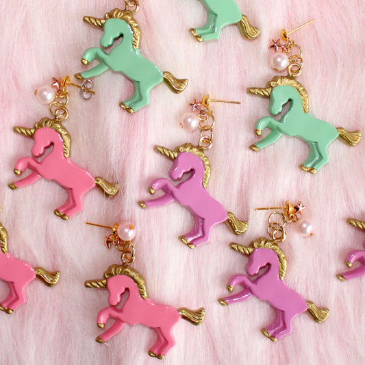 Pastel Golden Unicorn Earrings