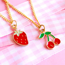Load image into Gallery viewer, Vintage Fruit Charm Necklaces - Strawberry or Cherry
