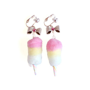 Clip-on Rainbow Cotton Candy Earrings - Fatally Feminine Designs