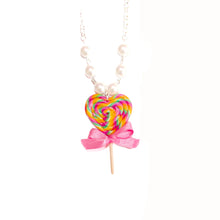 Load image into Gallery viewer, Pink Rainbow Heart Lollipop Necklace - Fatally Feminine Designs
