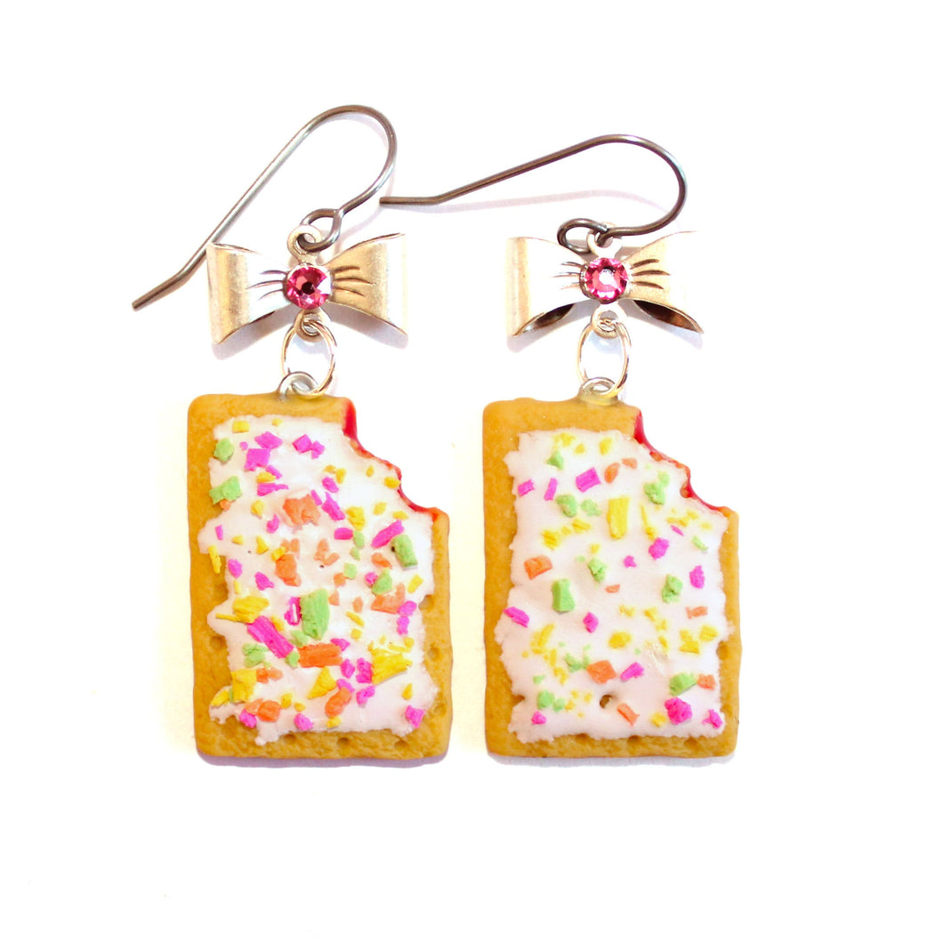 Miniature Strawberry Toaster Pastry Earrings Hypoallergenic