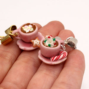 Hot Cocoa Earrings, Christmas Charm Earrings, Miniature Food Holiday Charms, Hot Chocolate, Kawaii Jewelry, Gift Idea for Daughter