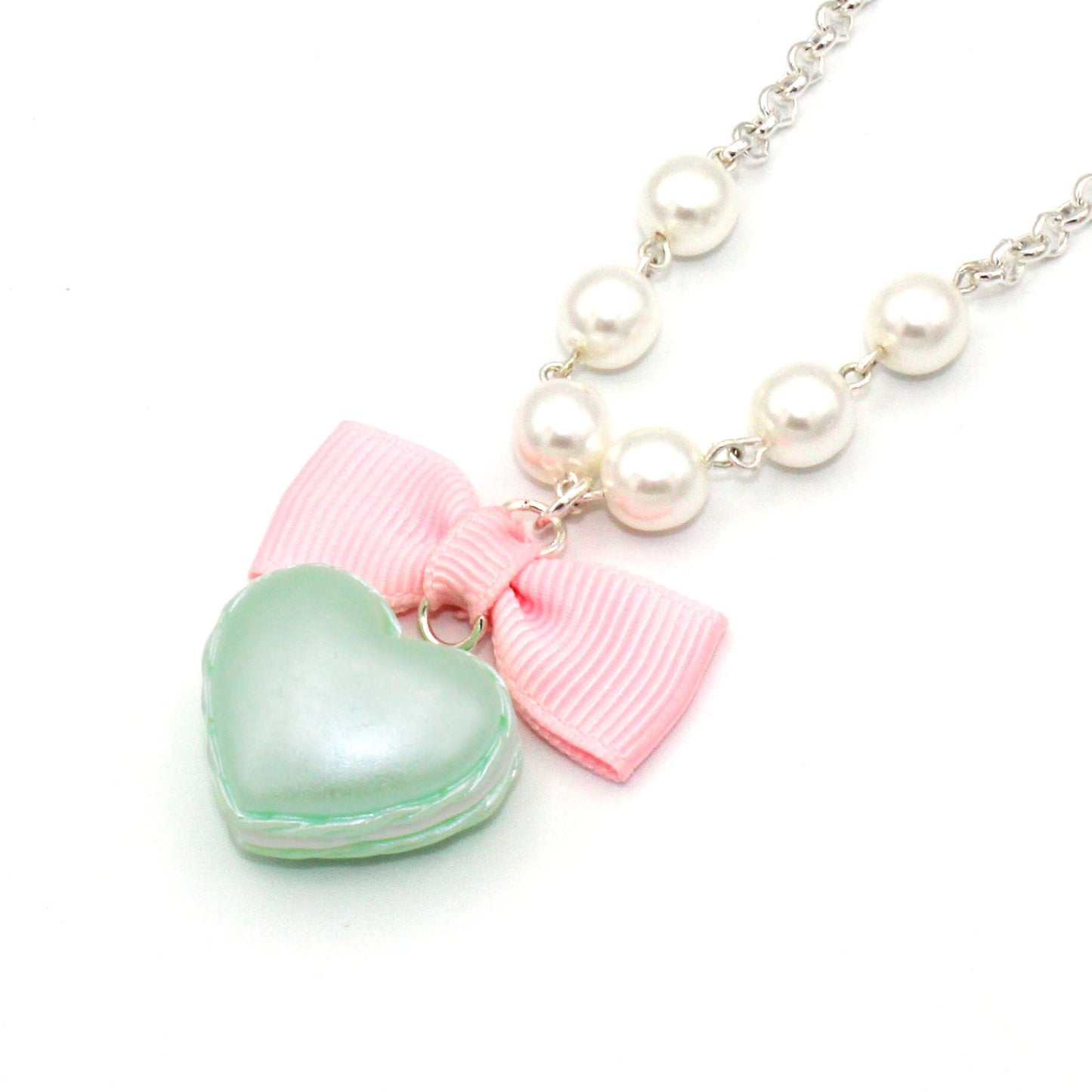 Macaron Heart Necklace - Pink, Purple or Mint Green - Valentines Day Necklace