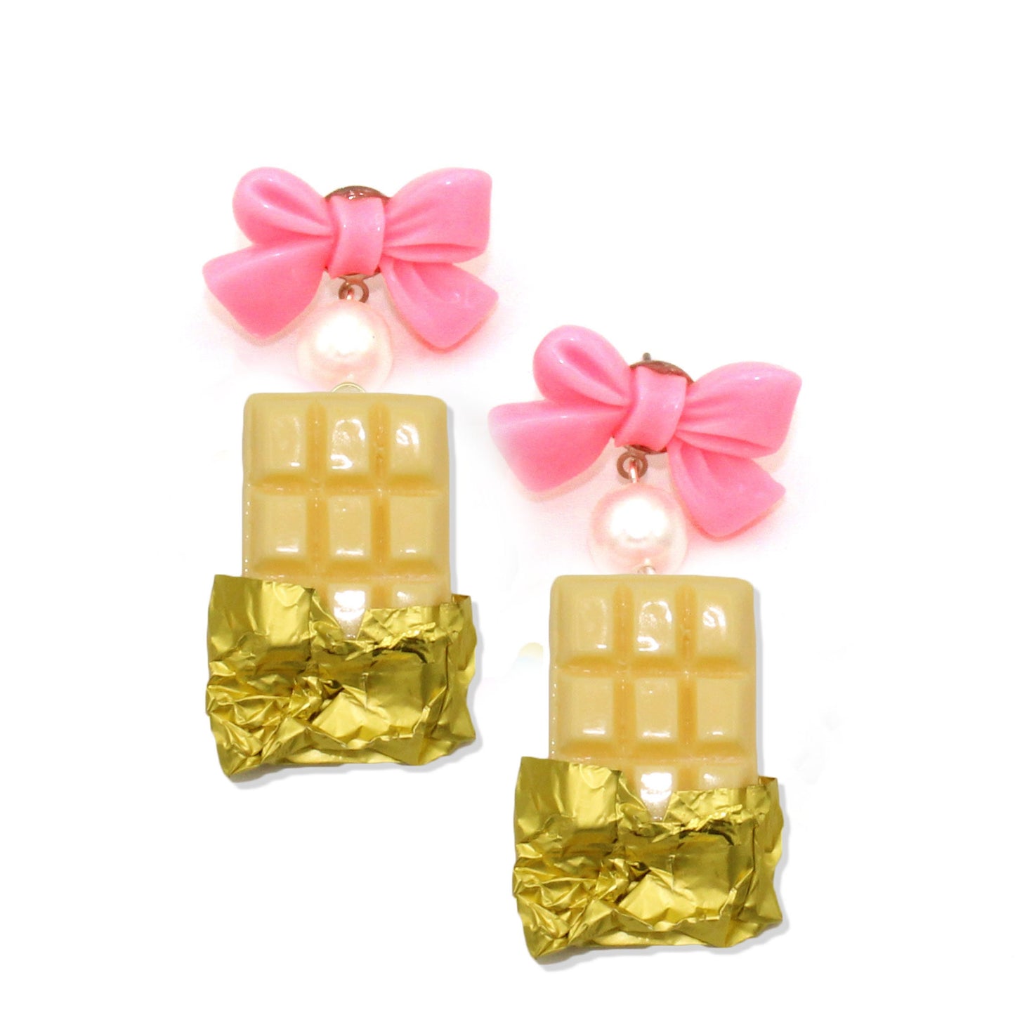 Chocolate Bar Earrings - Pink, White, or Dark Chocolate - Hypoallergenic