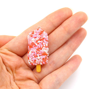 Strawberry Shortcake Ice Cream Bow and Pearl Earrings - Hypoallergenic