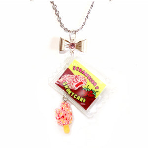 Deluxe Strawberry Shortcake Ice Cream Package Necklace - Stainless Steel or Gold