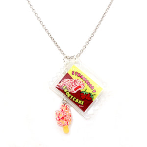 Deluxe Strawberry Shortcake Ice Cream Package Necklace - Stainless Steel or Gold