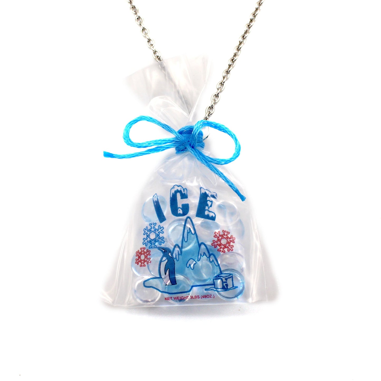 Penguin Ice Bag Necklace, 18" Stainless Steel Chain Necklace - Fatally Feminine Designs