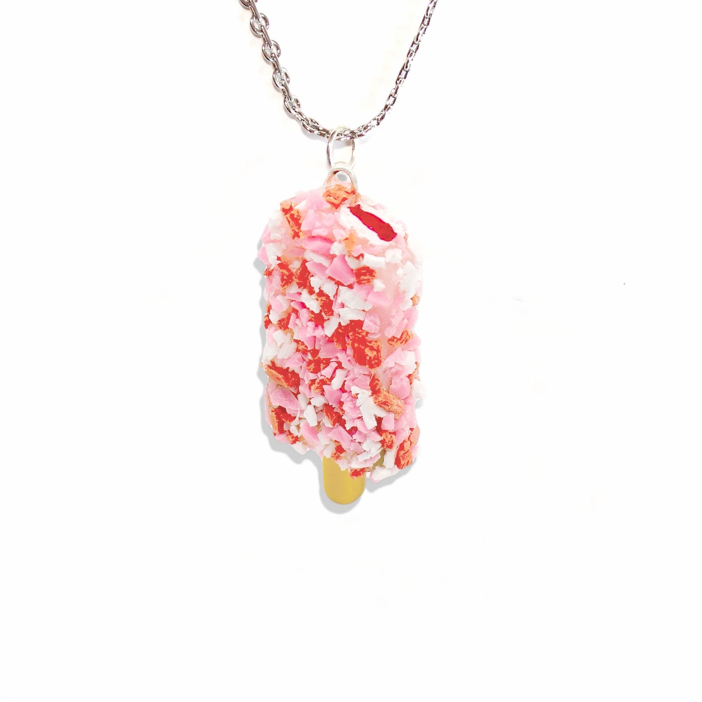 Strawberry Shortcake Ice Cream Bar Necklace - Stainless Steel or Gold