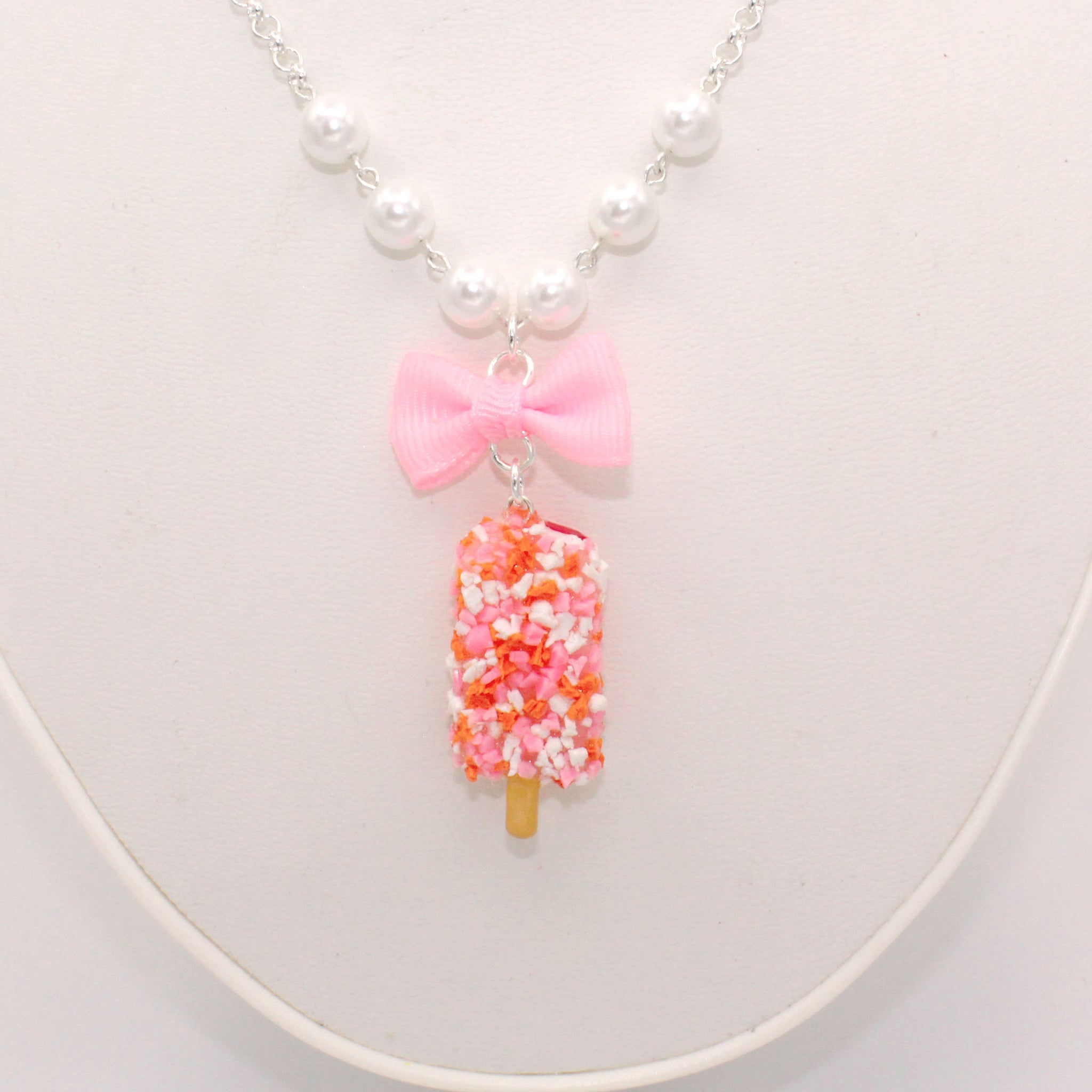 White strawberry shortcake necklace! Pearls and... - Depop