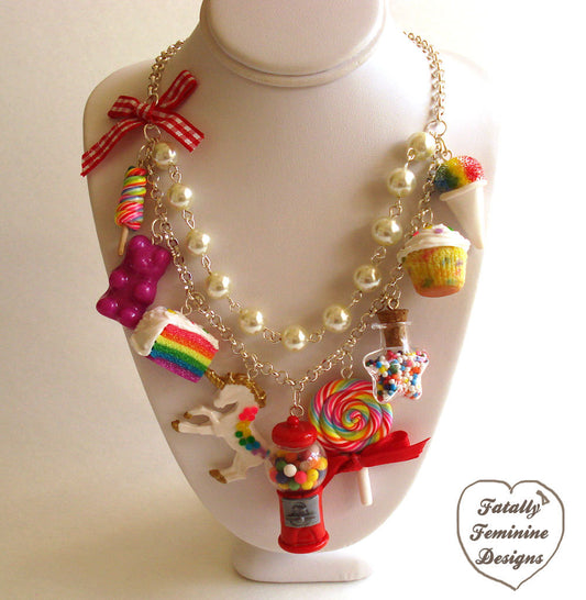 Kawaii Rainbow Candy Shop Statement Necklace