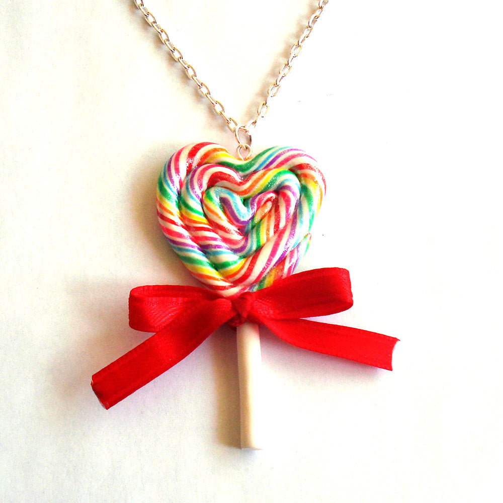 Giant Rainbow Lollipop Necklace - Fatally Feminine Designs