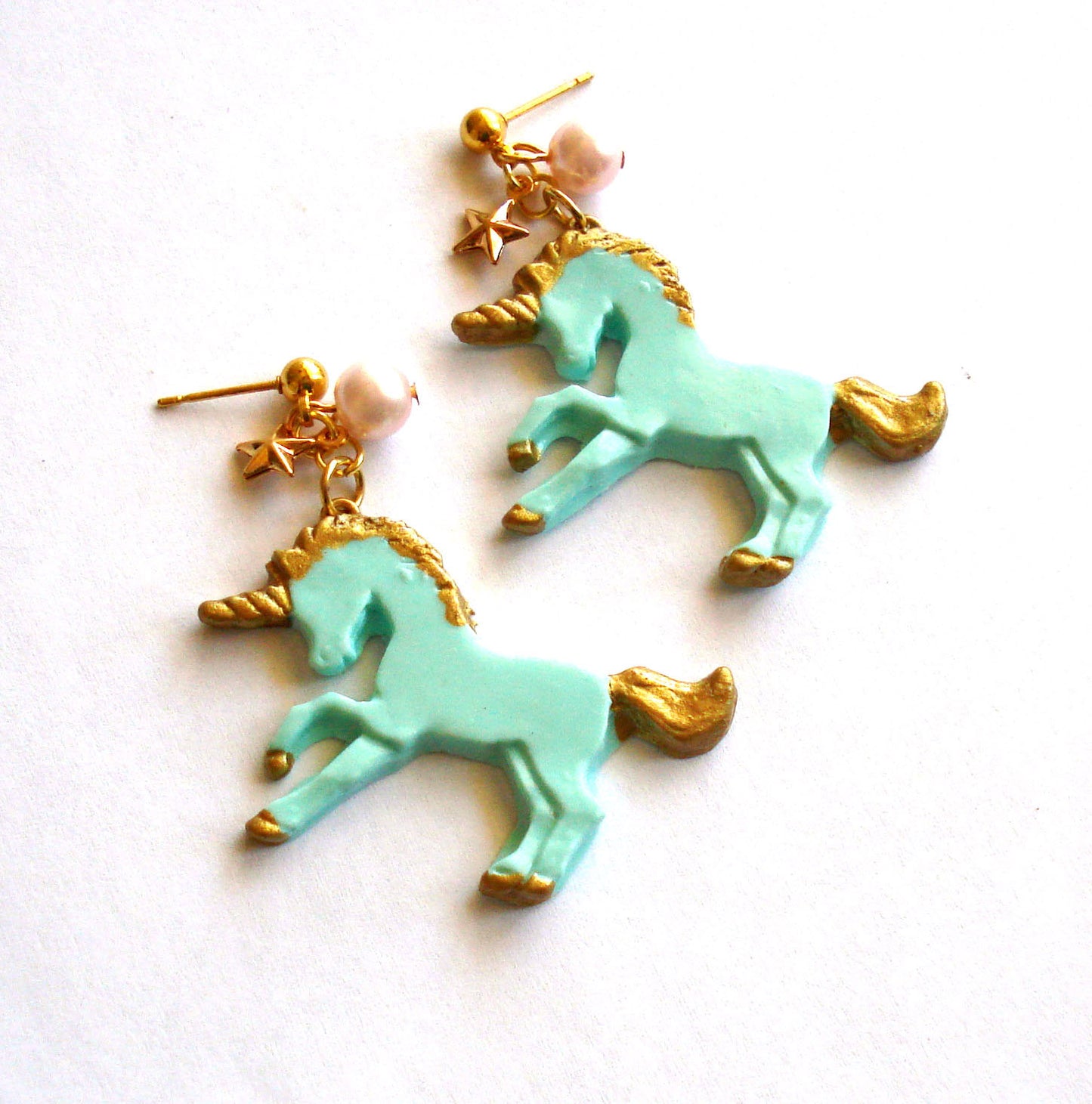 Pastel Golden Unicorn Earrings