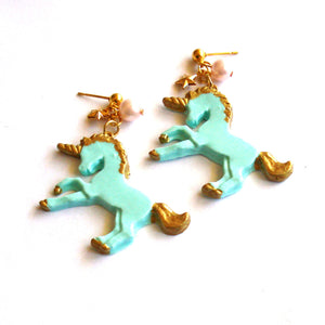 Pastel Golden Unicorn Earrings