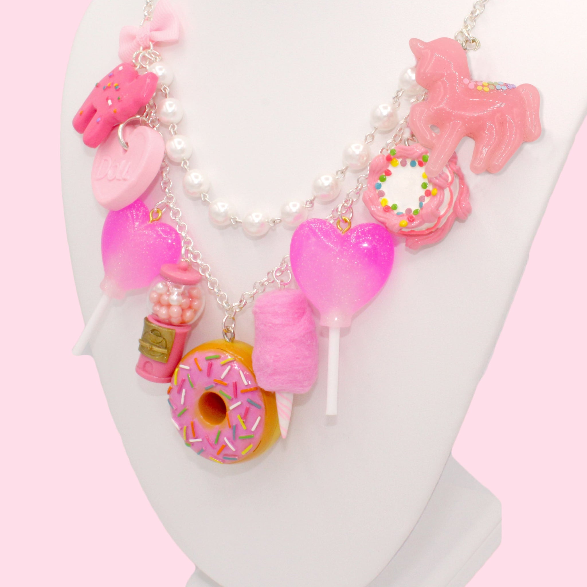 Hot Pink Squash Blossom Necklace