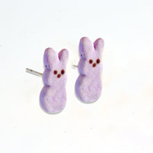 Load image into Gallery viewer, Peeps Marshmallow Bunny Stud Earrings - Hypoallergenic Steel - Fatally Feminine Designs
