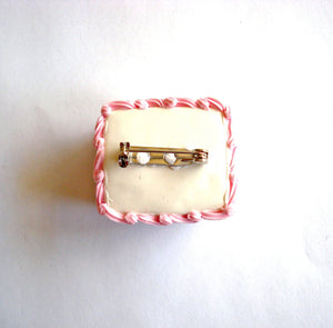 Pink Happy Birthday Cake Brooch Pin