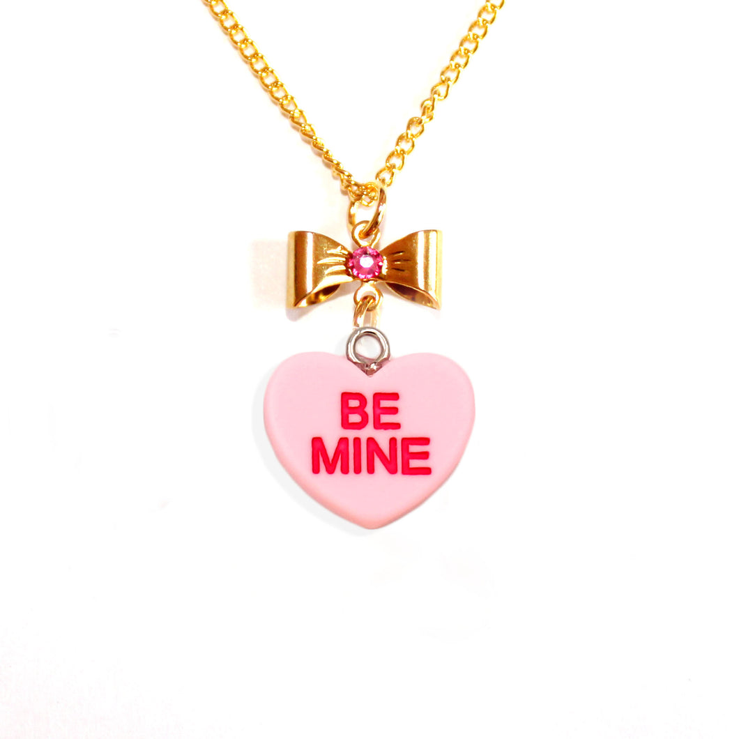 Conversation Candy Heart Necklace with Bow