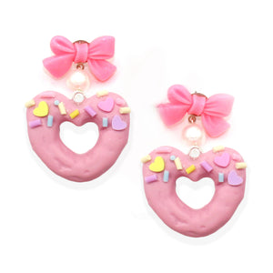 Heart Donut Earrings - Pink or Purple - Hypoallergenic - Fatally Feminine Designs