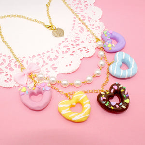 Heart Donut Statement Necklace - Gold or Silver - Fatally Feminine Designs